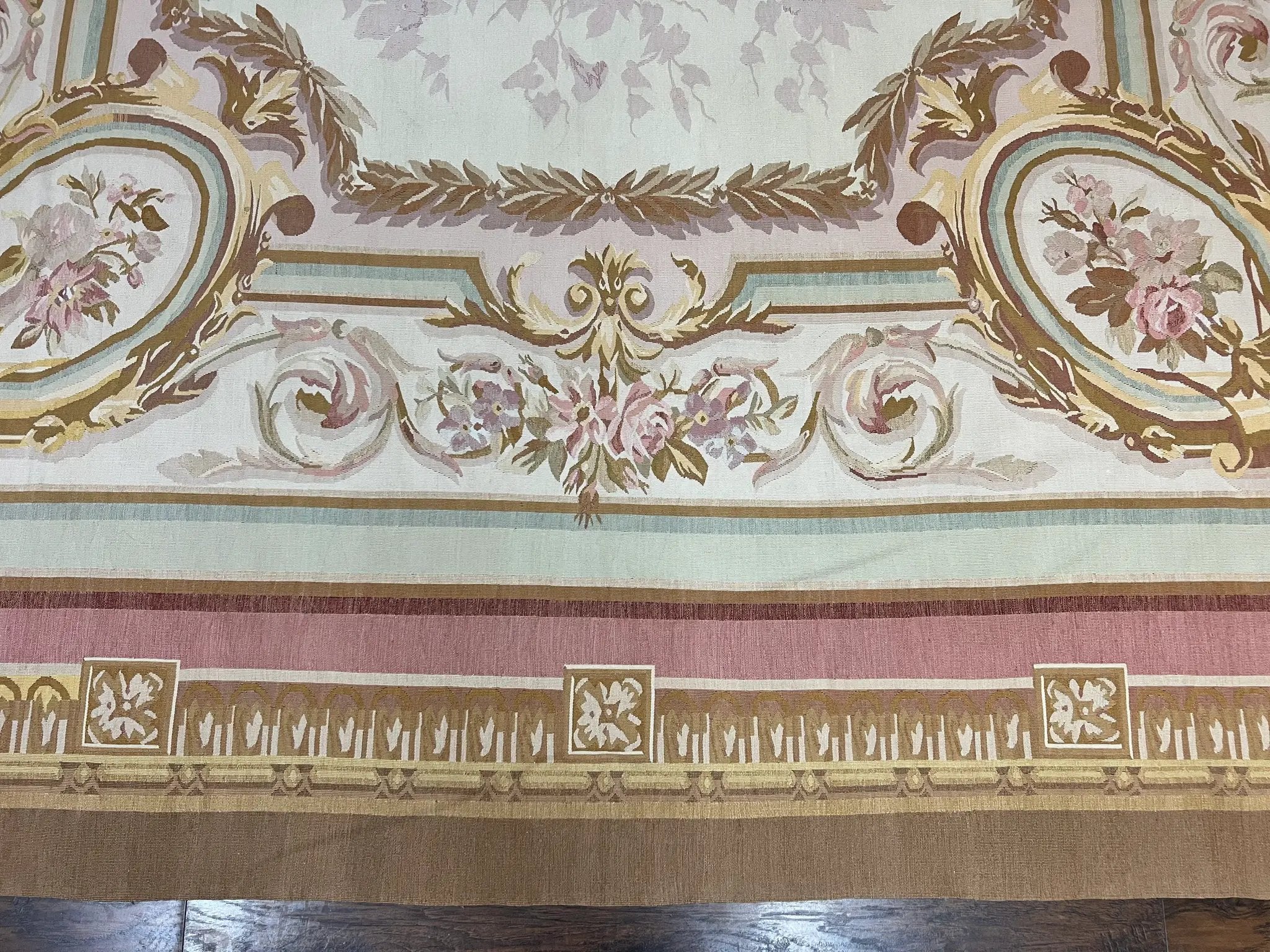 Large Aubusson Rug 11x15, Oversized Gallery Palace Size Flatweave Savonnerie Carpet 11 x 15 ft, Wool Handmade Vintage Elegant European by Jewel Rugs