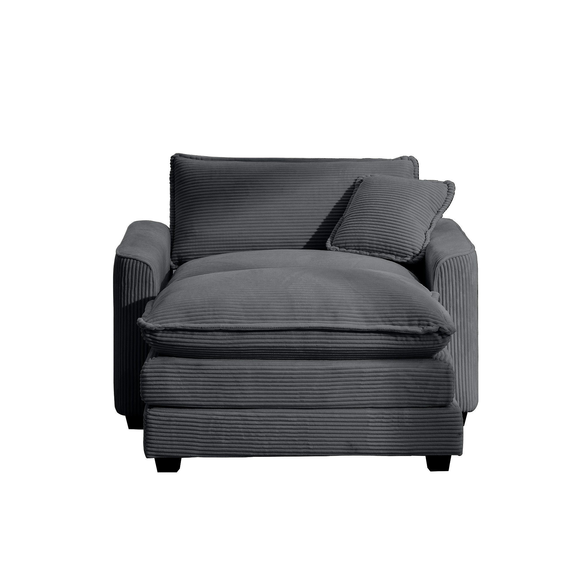 Classic Modern Comfortable Single Chair Deep Seat Sofa With Footstool by Unique Piece Furniture
