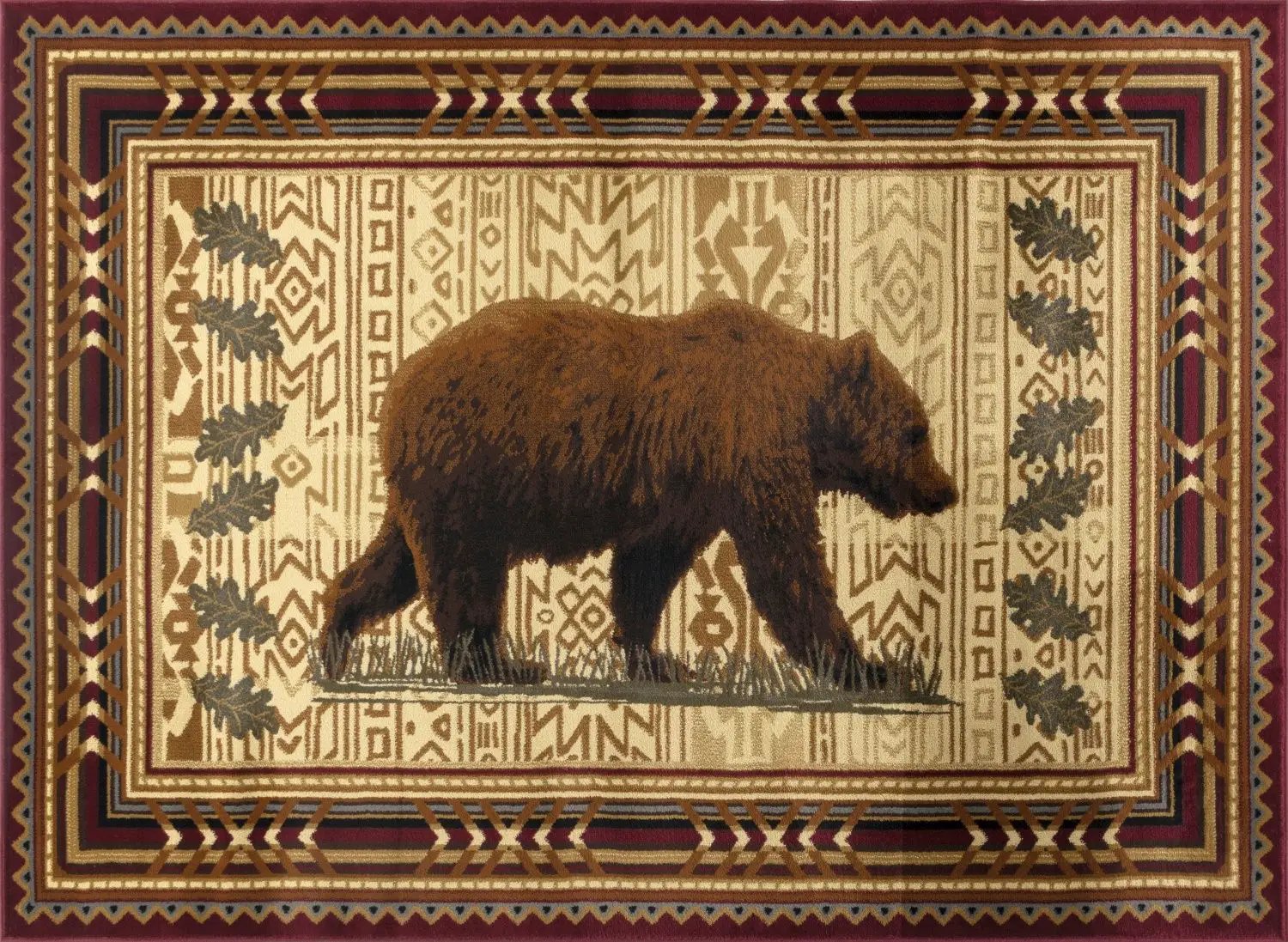 Nature's Nest - 5'3" X 7'3" Lodge Area Rug - Multi, Red by Unique Piece Furniture