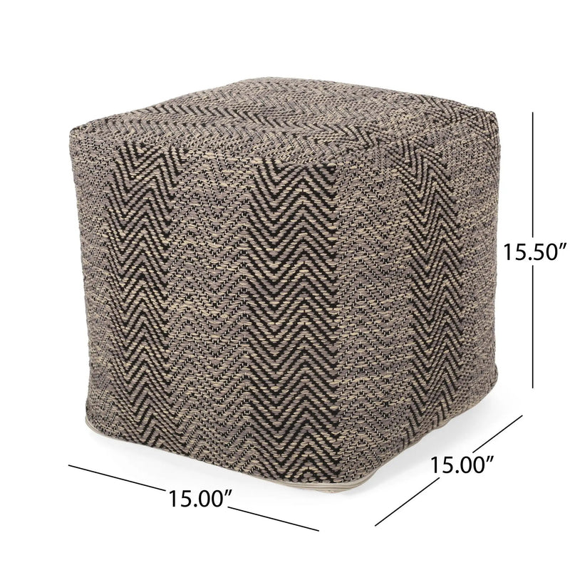 Barracuda - Handcrafted Cotton Pouf With Chevron Pattern - Brown / Beige by Unique Piece Furniture