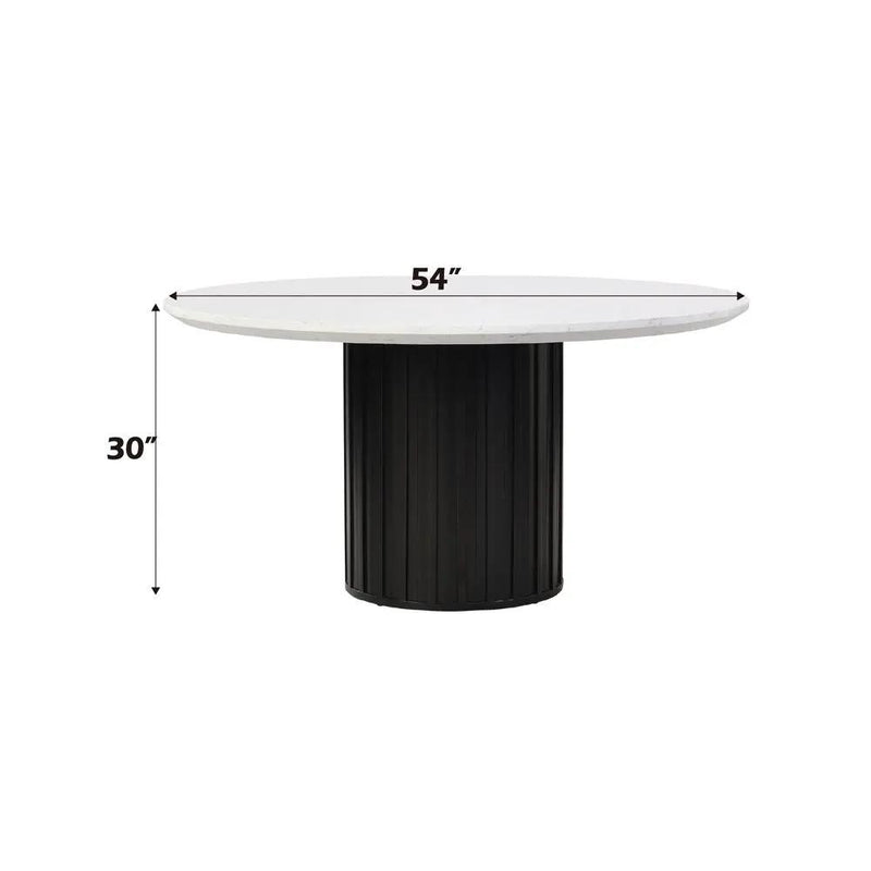 Jaramillo - Round Dining Table With Engineered Marble Top - Engineered Marble Top & Black by Unique Piece Furniture
