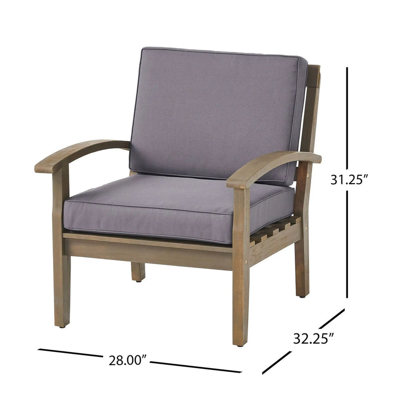 Peyton Club Chair Outdoor Seating Acacia Wood Dark Gray by HouseOfZazla