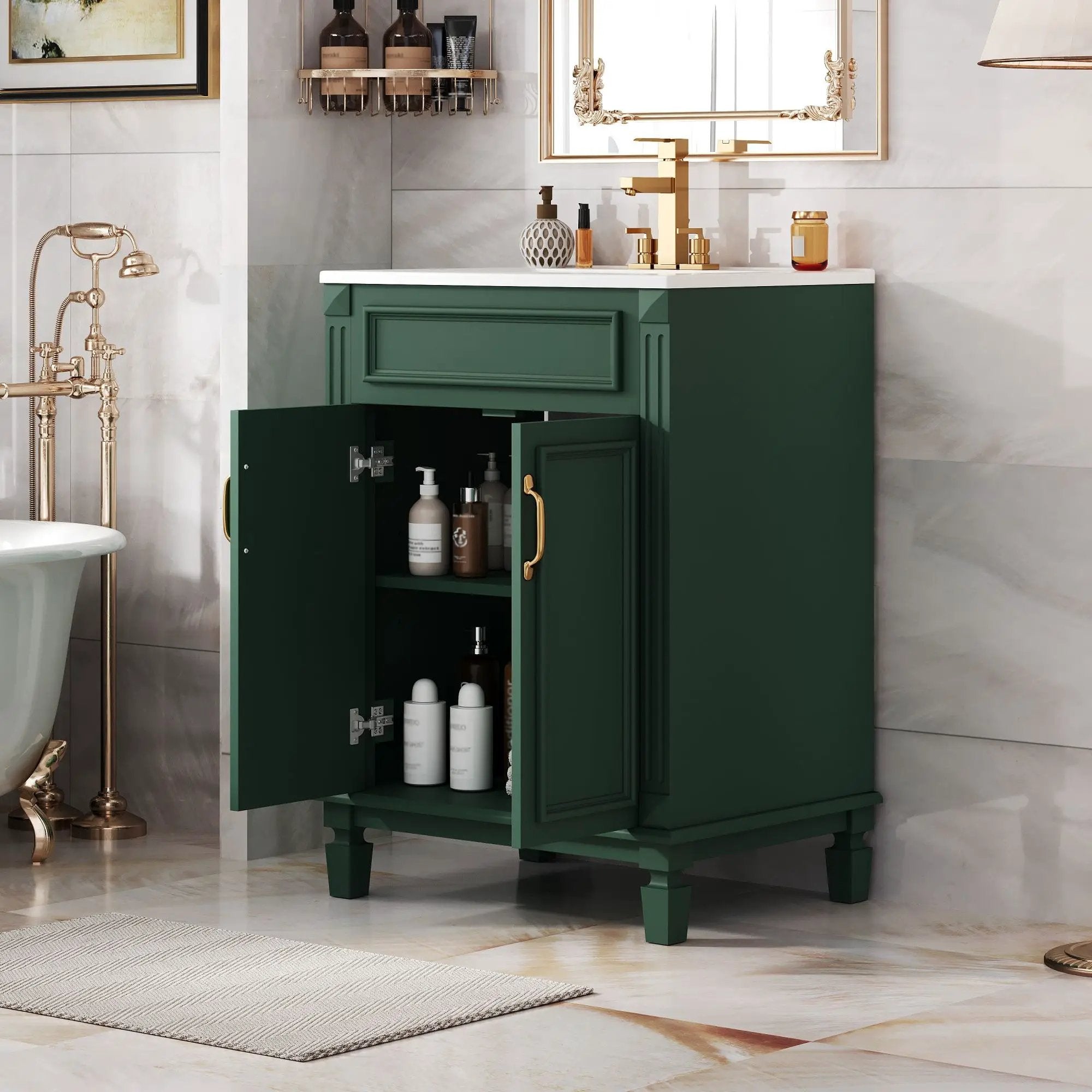 Bathroom Vanity With Top Sink, Cabinet With 2 Soft Closing Doors by Unique Piece Furniture