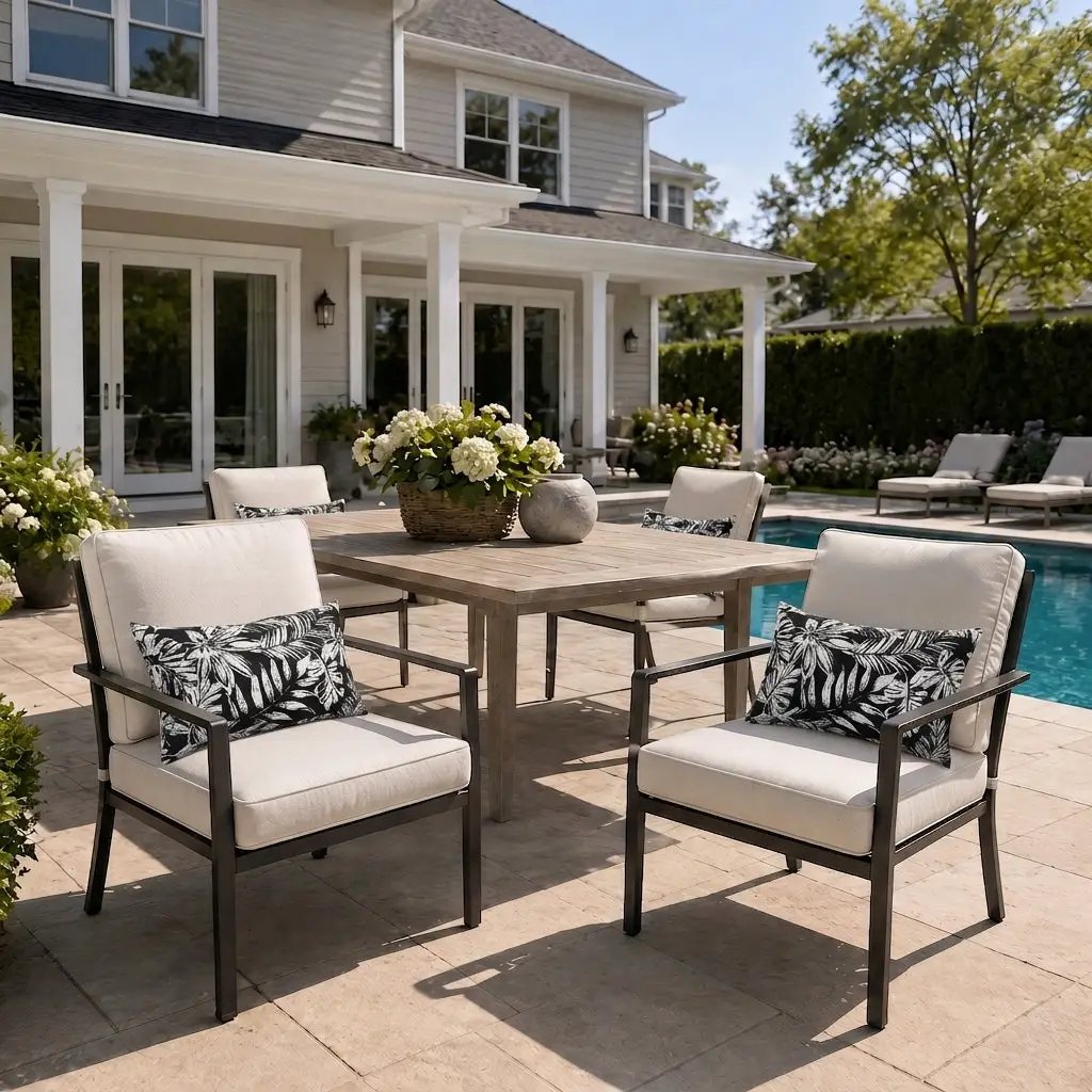 4 Pack Outdoor Lumbar Pillows with Inserts by HouseOfZazla