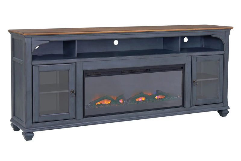 Fireplace TV Stand For TVs Up To 95" - Blue by HouseOfZazla