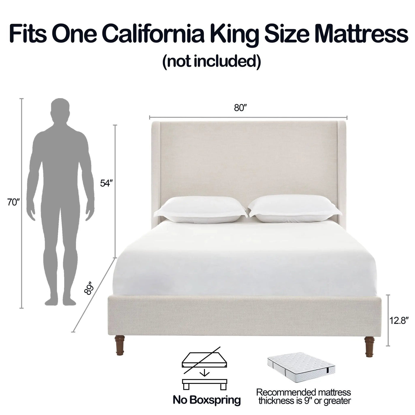 Harper - Tall Headboard Upholstered Bed / High Headboard / Elegant Simplicity / No Box Spring Needed by HouseOfZazla