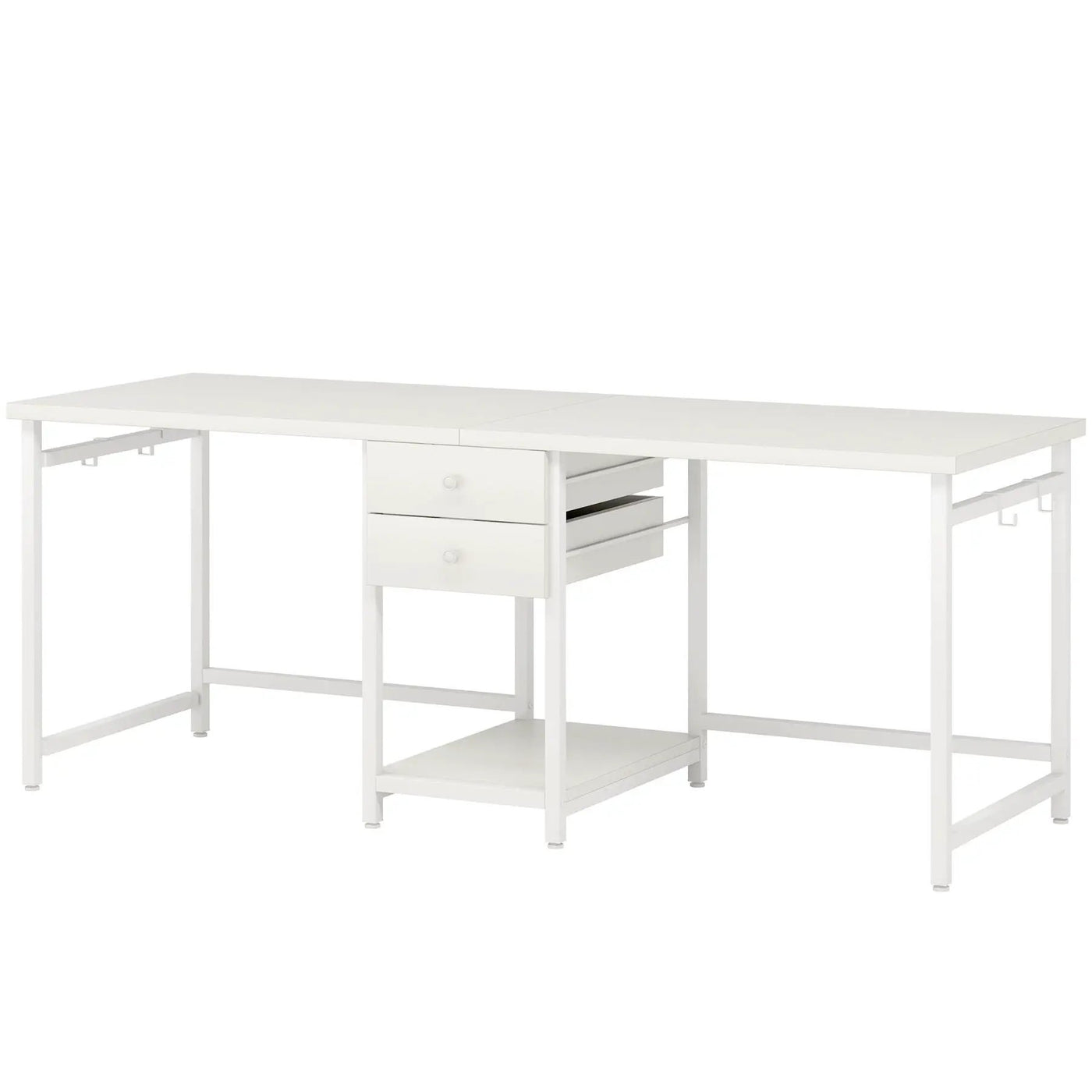 2 Person Computer Desk With Drawers And Shelves, Extra Long Double Workstation by HouseOfZazla