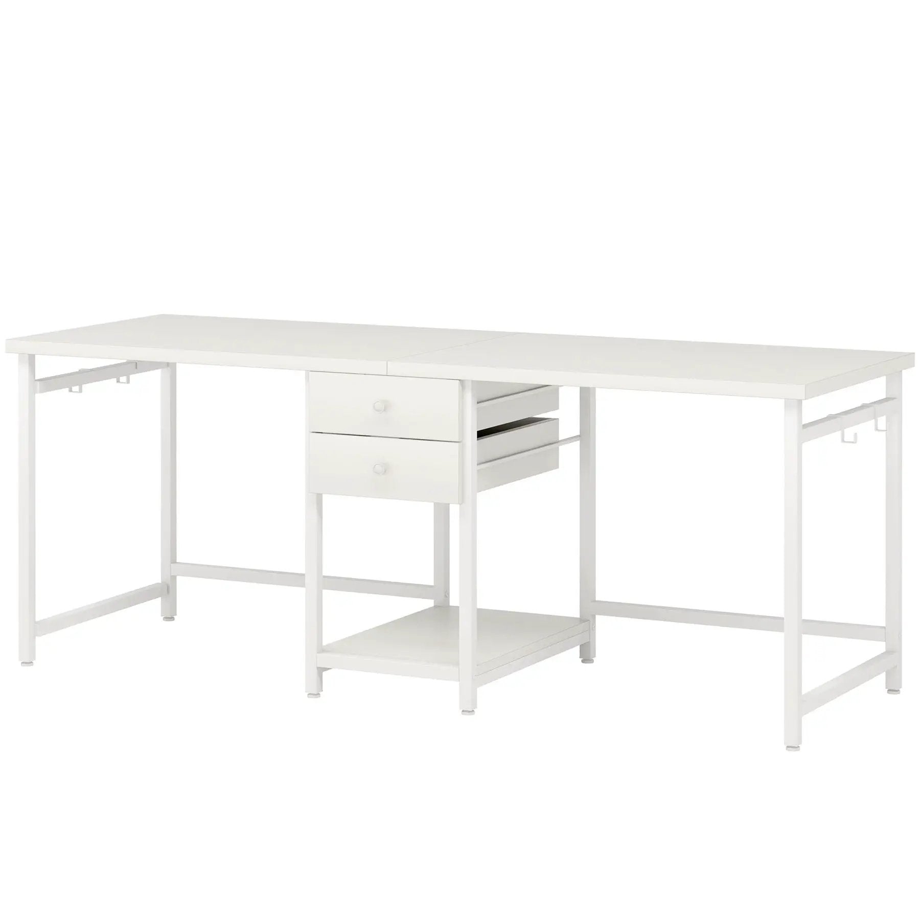 2 Person Computer Desk With Drawers And Shelves, Extra Long Double Workstation by HouseOfZazla