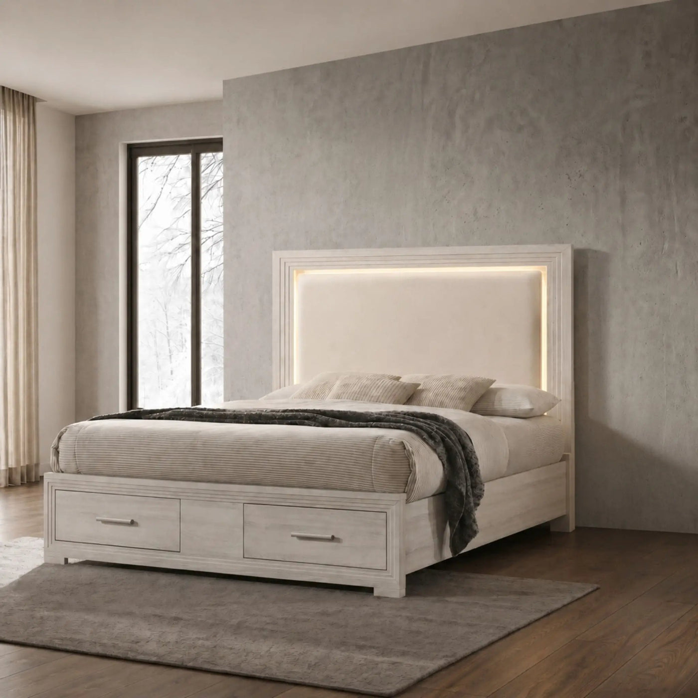 Colorado - Bed With Upholstered LED Headboard by HouseOfZazla