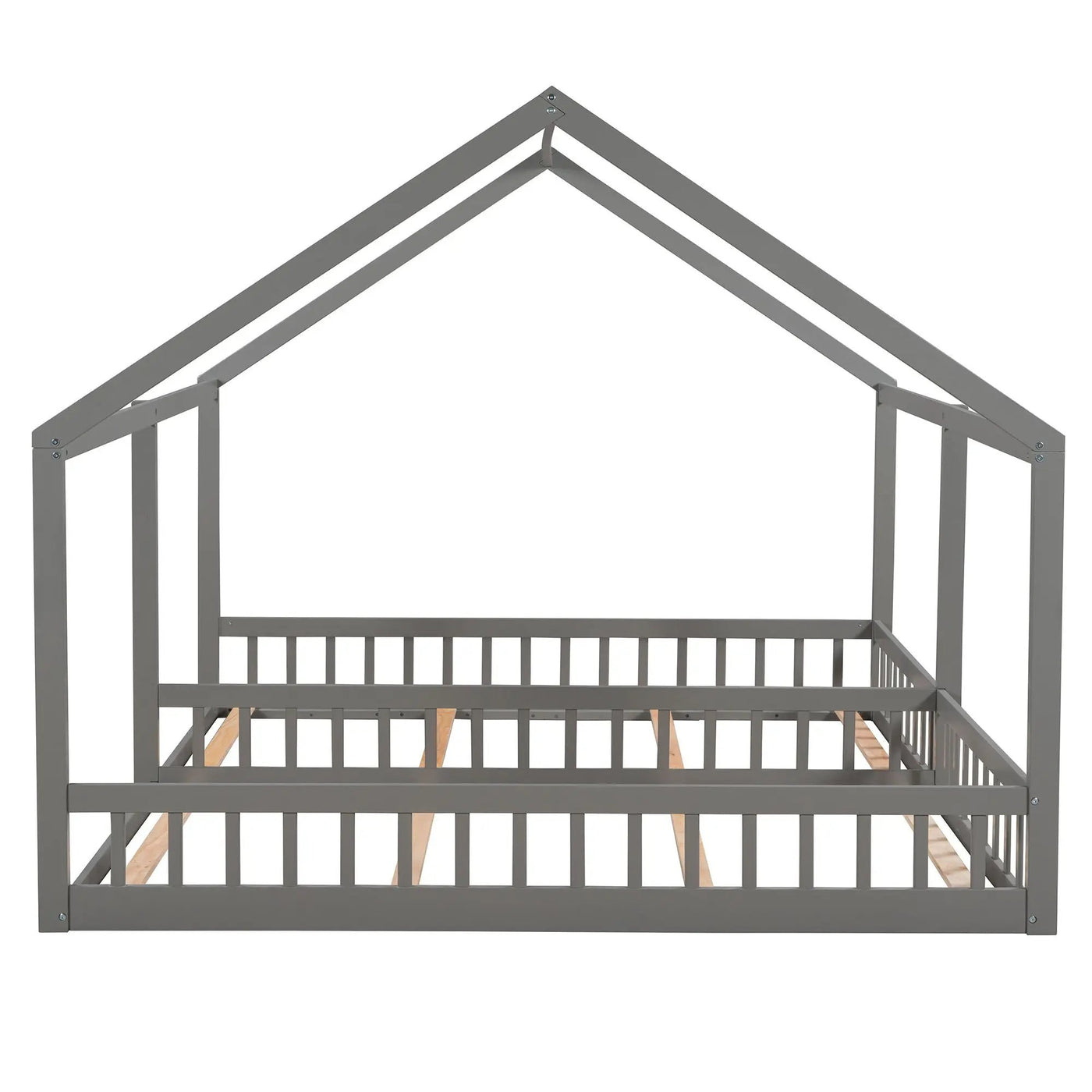 House Platform Beds, 2 Shared Beds, Metal Frame With Guardrails by HouseOfZazla