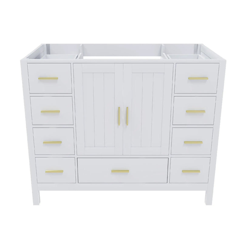 42" Bathroom Vanity Base Cabinet with 2 Soft-Close Double Doors & 9 Smooth Drawers by HouseOfZazla