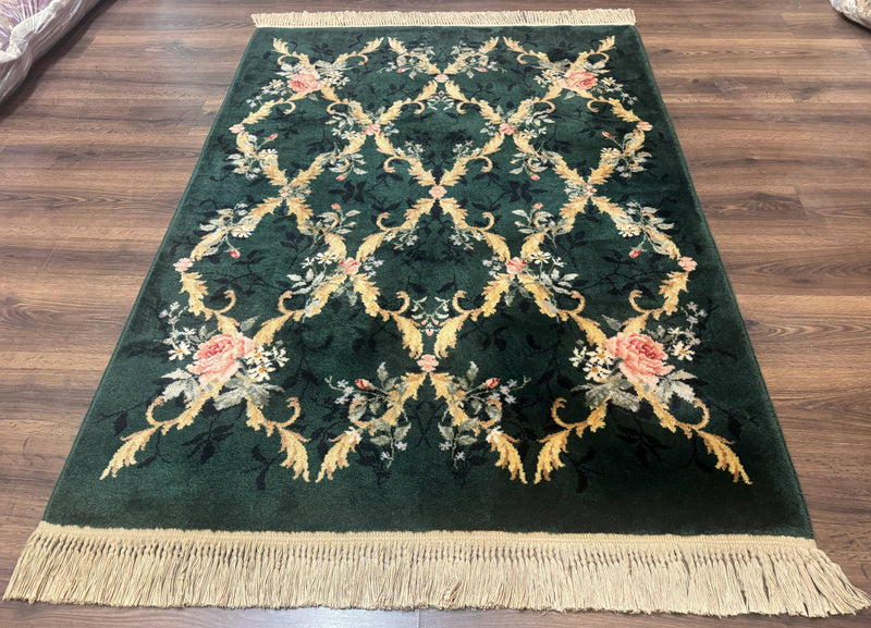 Karastan Garden of Eden Rug 4x6, Green Savonnerie 509/1733, Original Discontinued Vintage Karastan Carpet by Jewel Rugs
