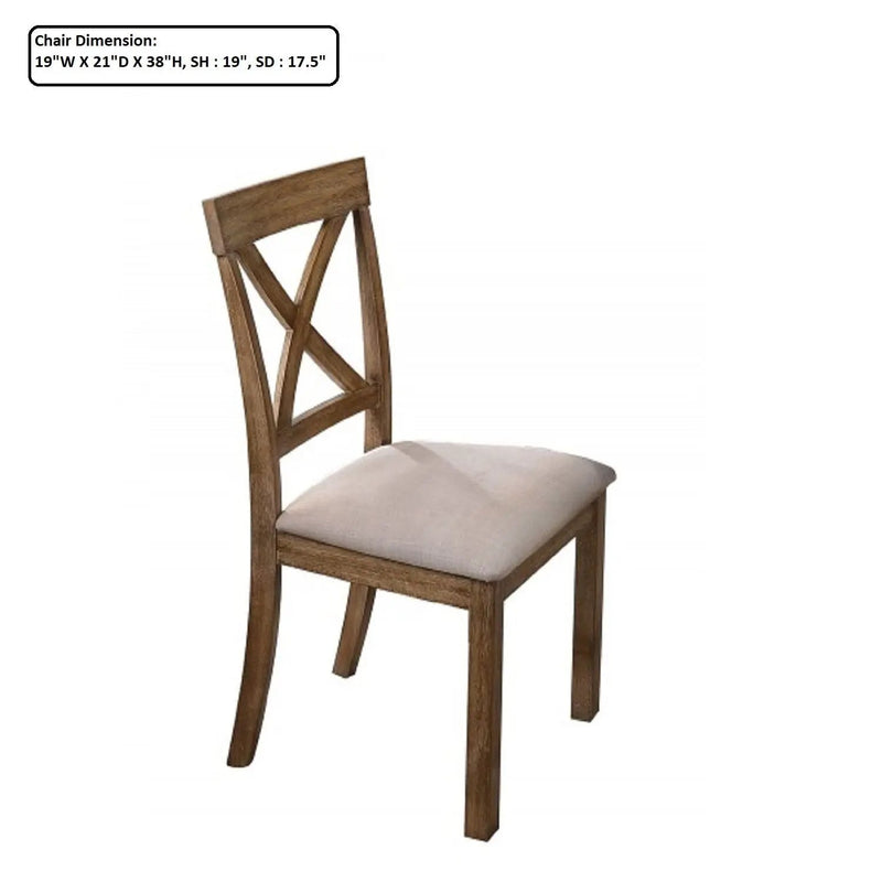 Dining Chair With Open X Back (Set of 2) - Brown / Beige by HouseOfZazla