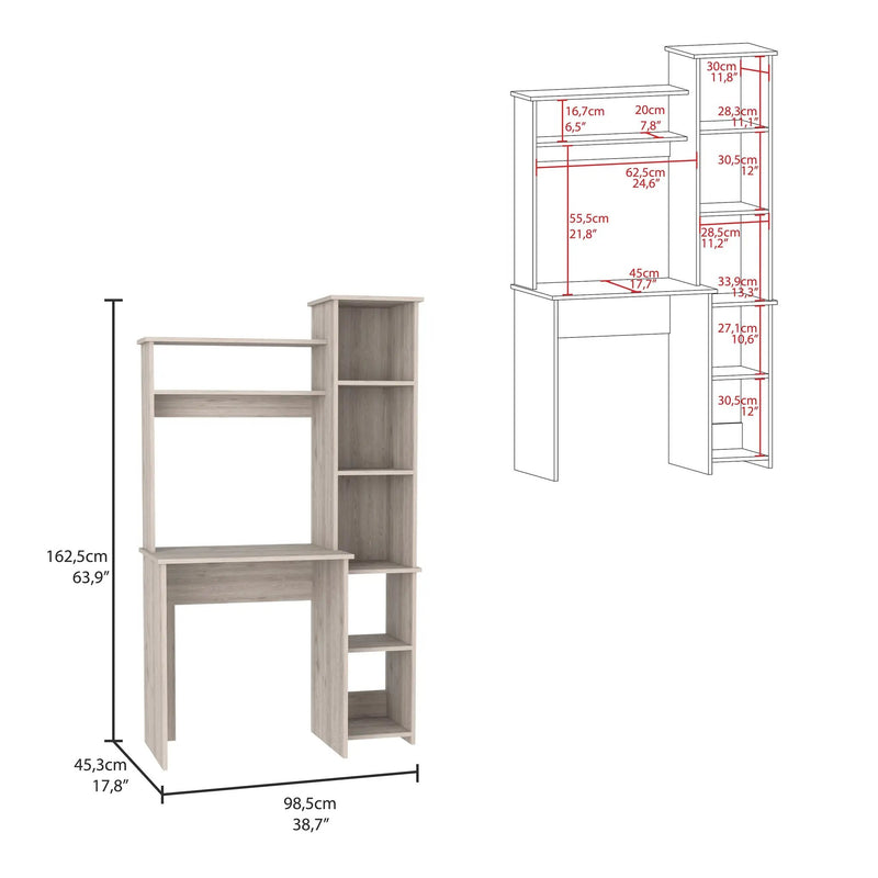 Versalles Writing Desk, Two Superior Shelves, Five Cubbies - Light by HouseOfZazla