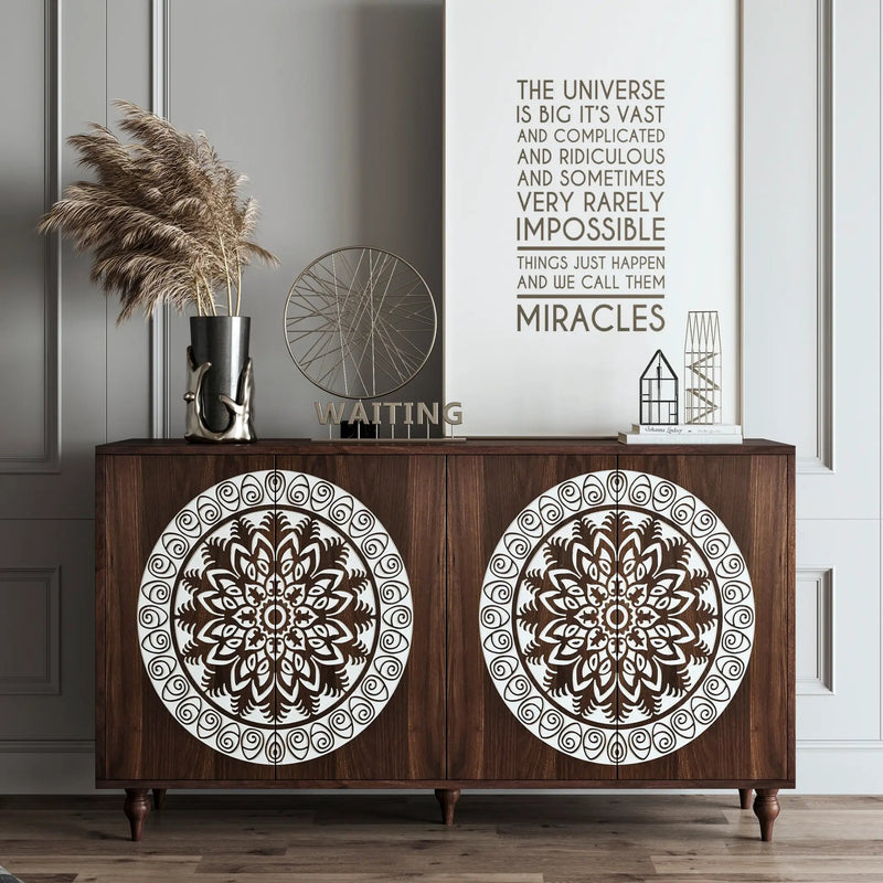 60" Vintage Mandala Carved Sideboard by HouseOfZazla