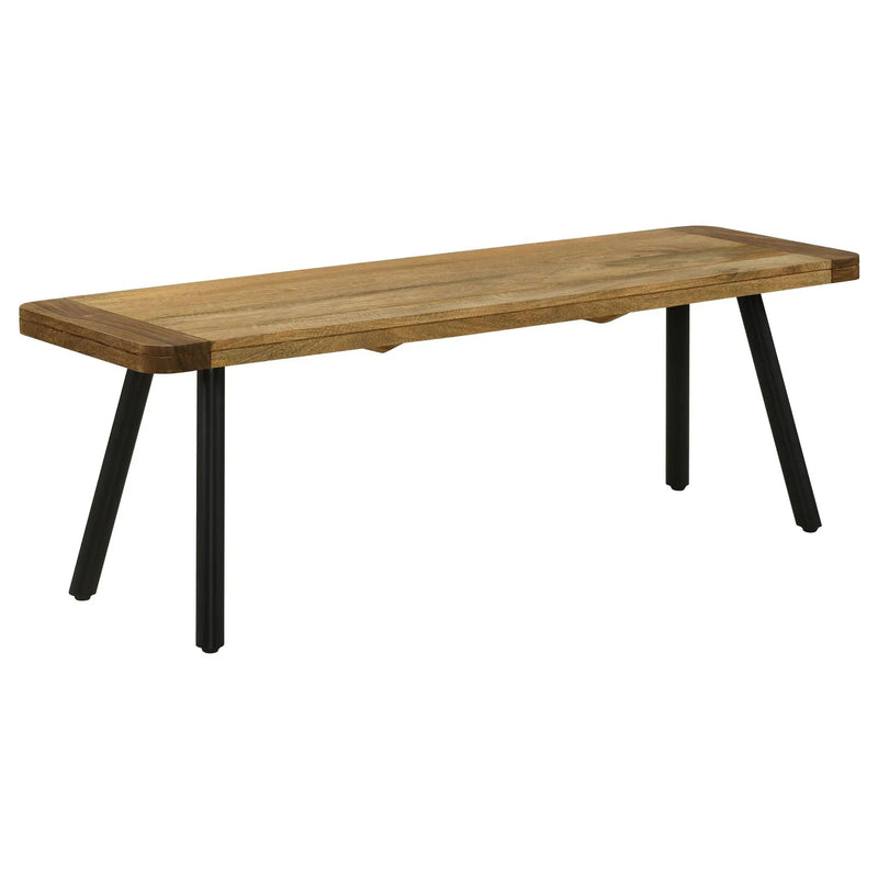 Maverick Wood Dining Bench Natural Mango and Black by Unique Piece Furniture