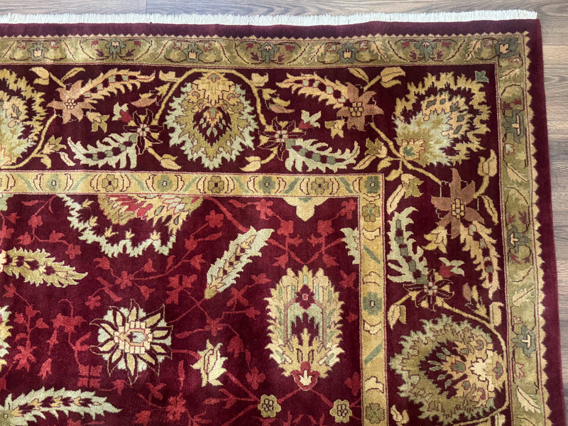 Indo Mahal Rug 9x12, Allover Pattern, Dark Red, Traditional Wool Area Rug by Jewel Rugs