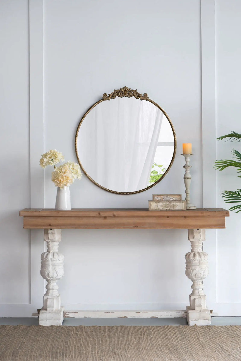 Classic Design Mirror With Baroque Inspired Frame For Bathroom, Entryway Console Lean Against Wall by Unique Piece Furniture