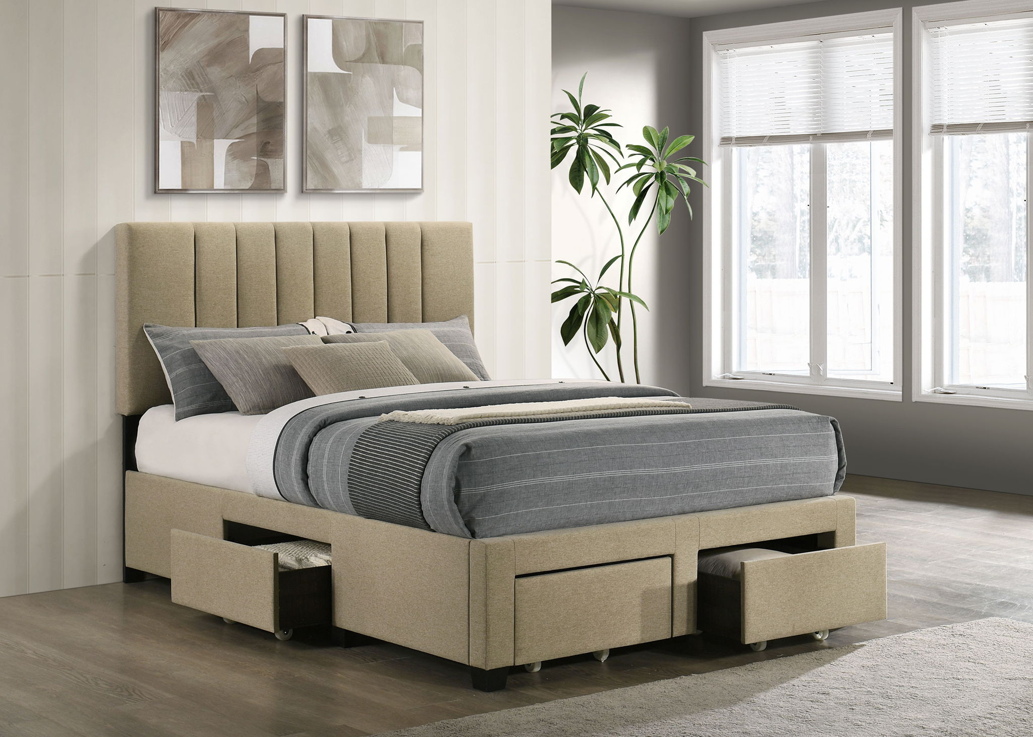 Wheatland 4-drawer Upholstered Full Storage Bed Light Brown by Unique Piece Furniture