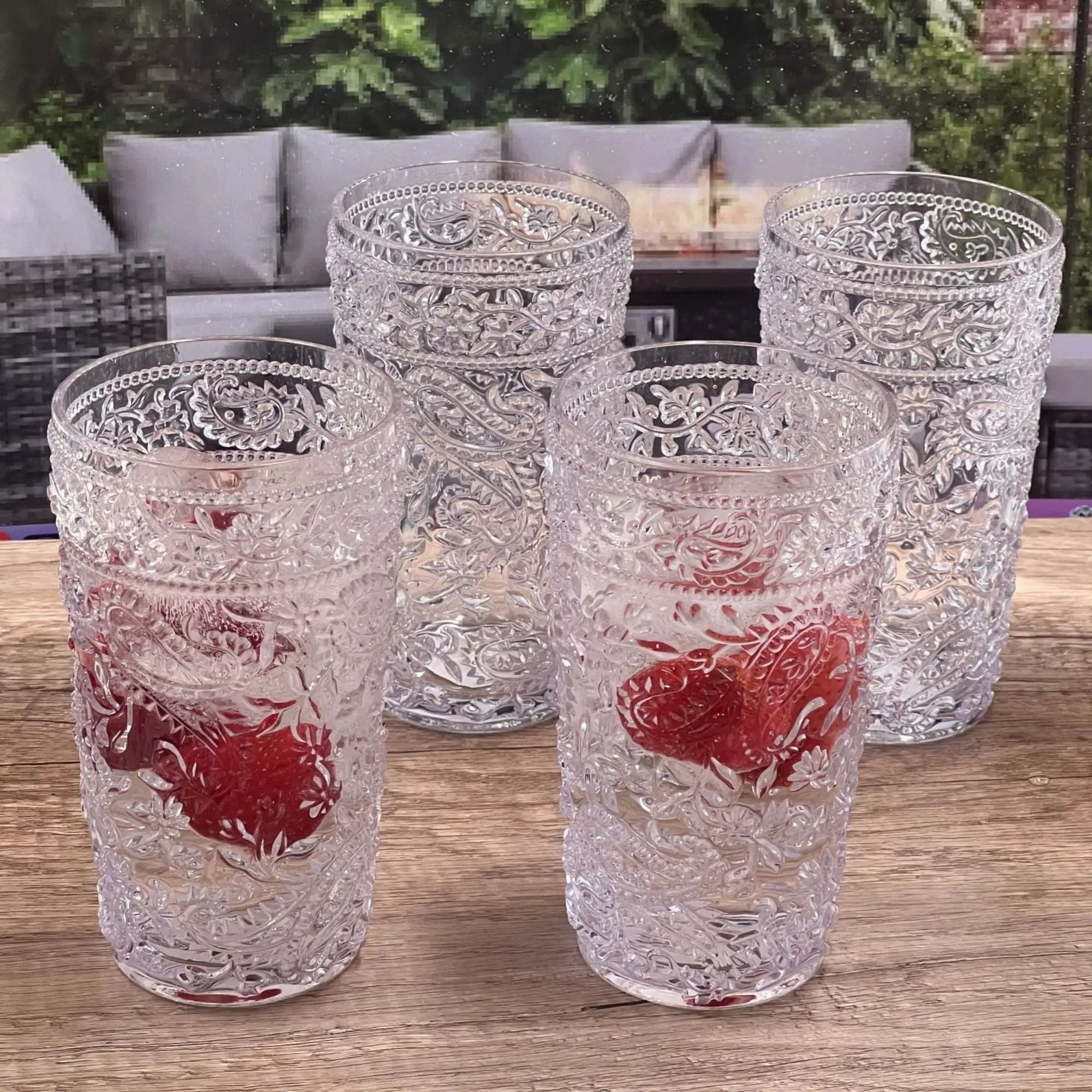Paisley Style Acrylic Hi Ball Glasses (Set of 4) by HouseOfZazla