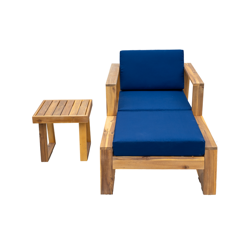 U_STYLE Acacia Wood Outdoor Lounge Set - Chair and Ottoman by HouseOfZazla