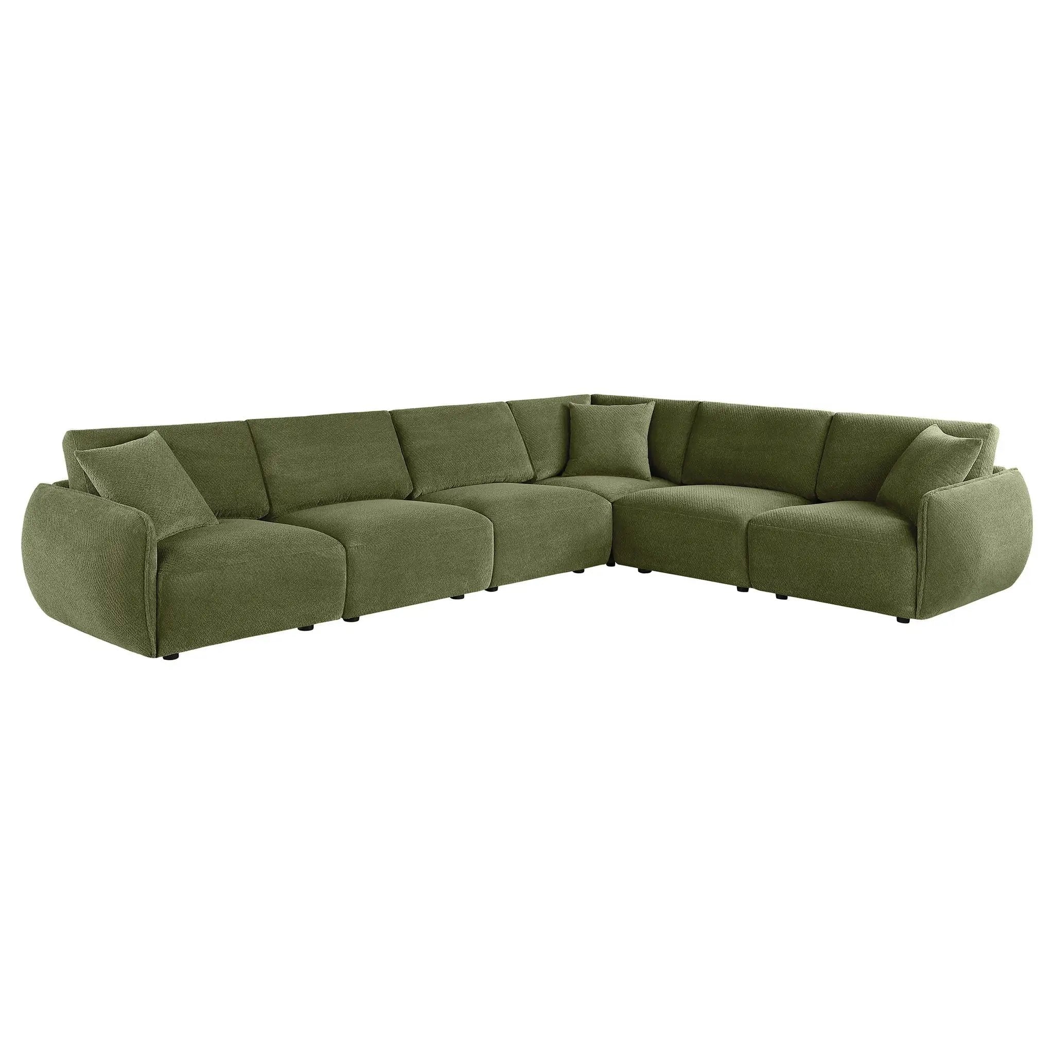 Elysia 6-piece Chenille Upholstered Modular Sectional Sofa Green by Unique Piece Furniture