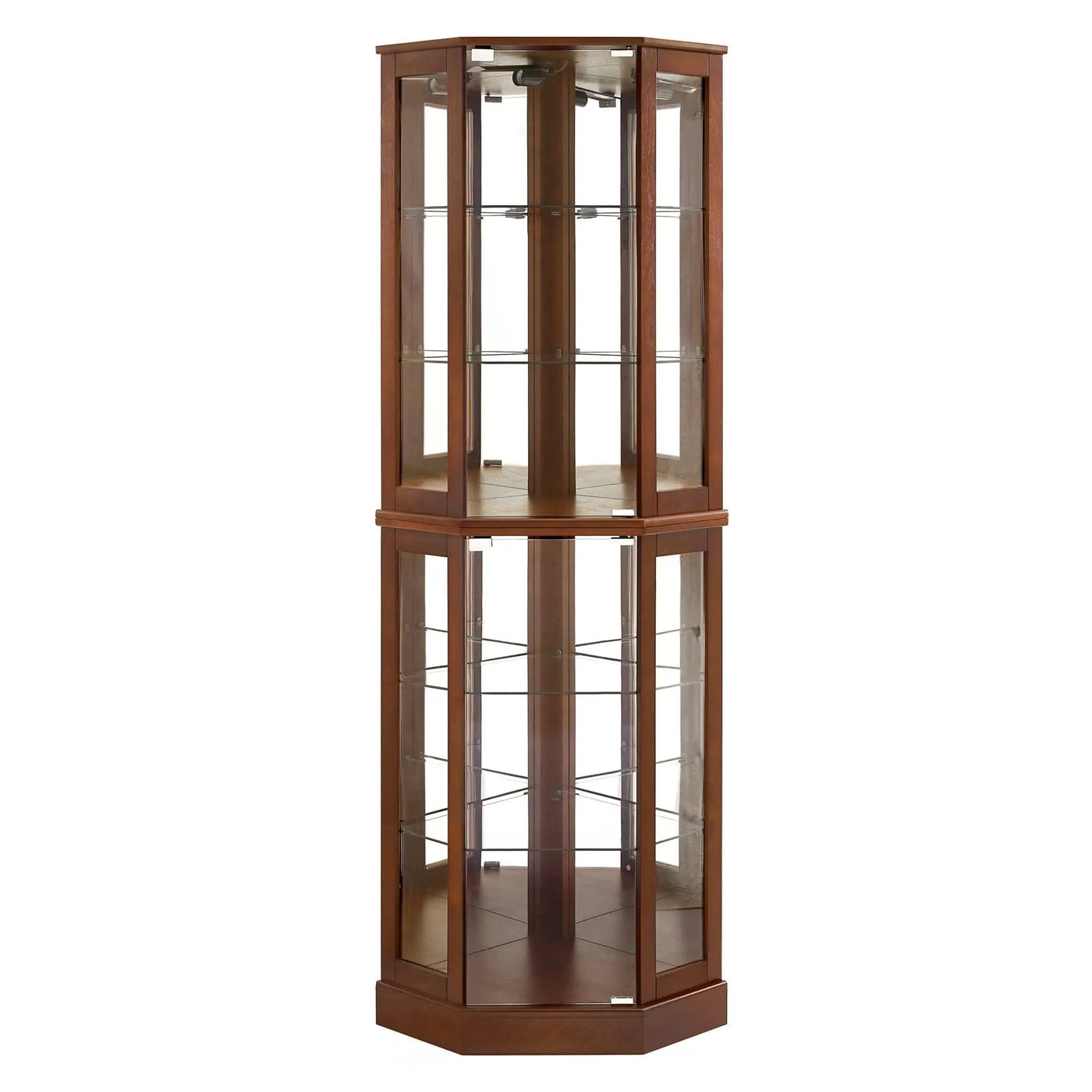 6 Shelf Corner Curio Display Cabinet With Lights, Mirrors And Adjustable Shelves (E26 Light Bulb Not Included) by Unique Piece Furniture