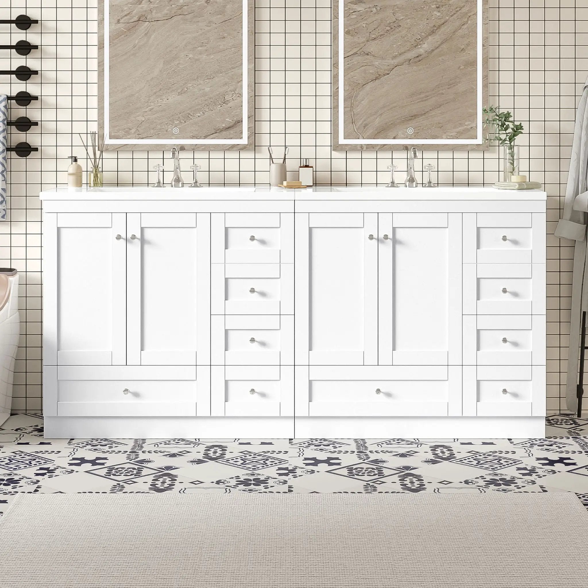 Shaker Free Standing Bathroom Vanity Cabinet & Sink, Soft Close Drawers, Soft Close Doors