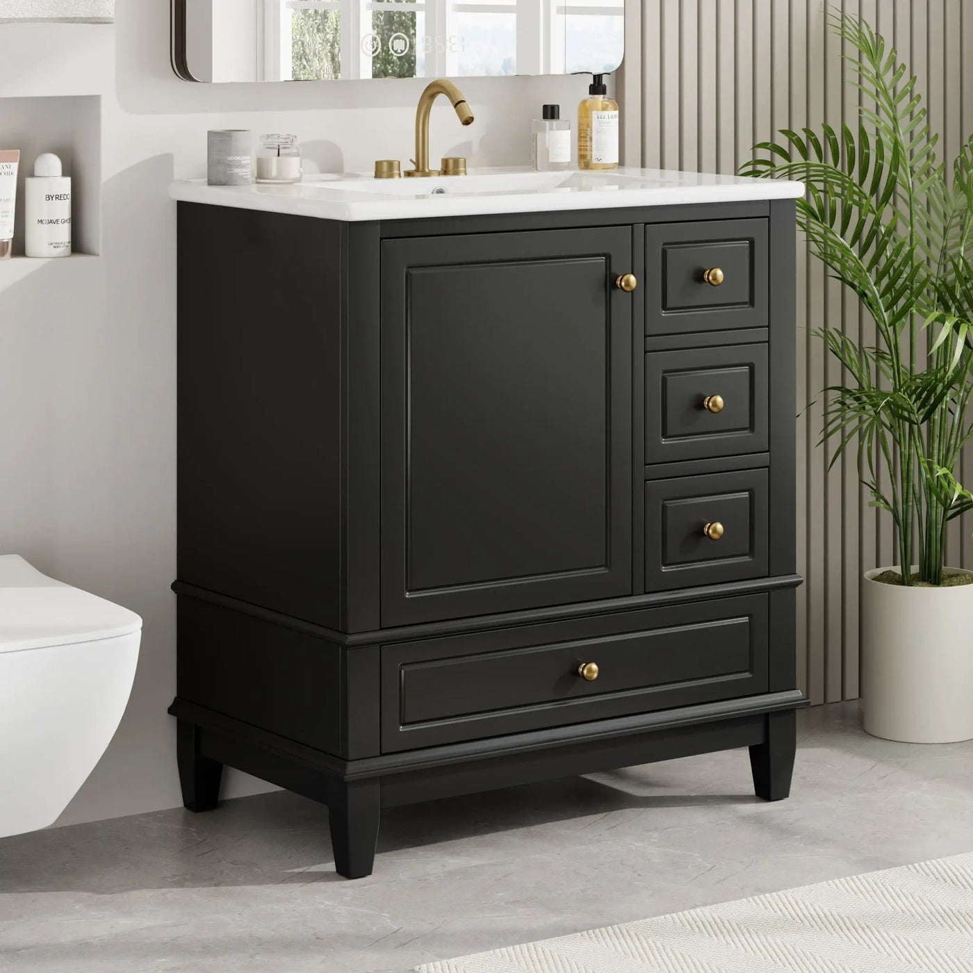 Freestanding Bathroom Vanity With Sink, Soft Close Door, 3 Drawers by HouseOfZazla