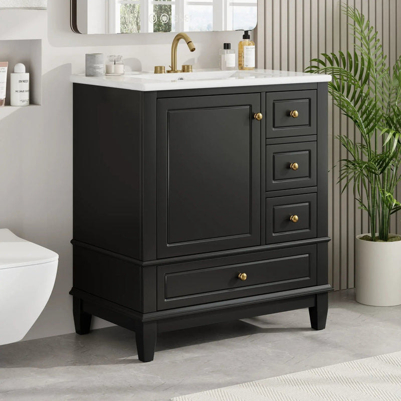 Freestanding Bathroom Vanity With Sink, Soft Close Door, 3 Drawers by HouseOfZazla