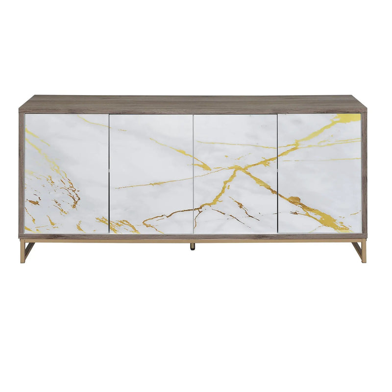 Paavan - Console Cabinet - White / ChampagneChampagne by Unique Piece Furniture