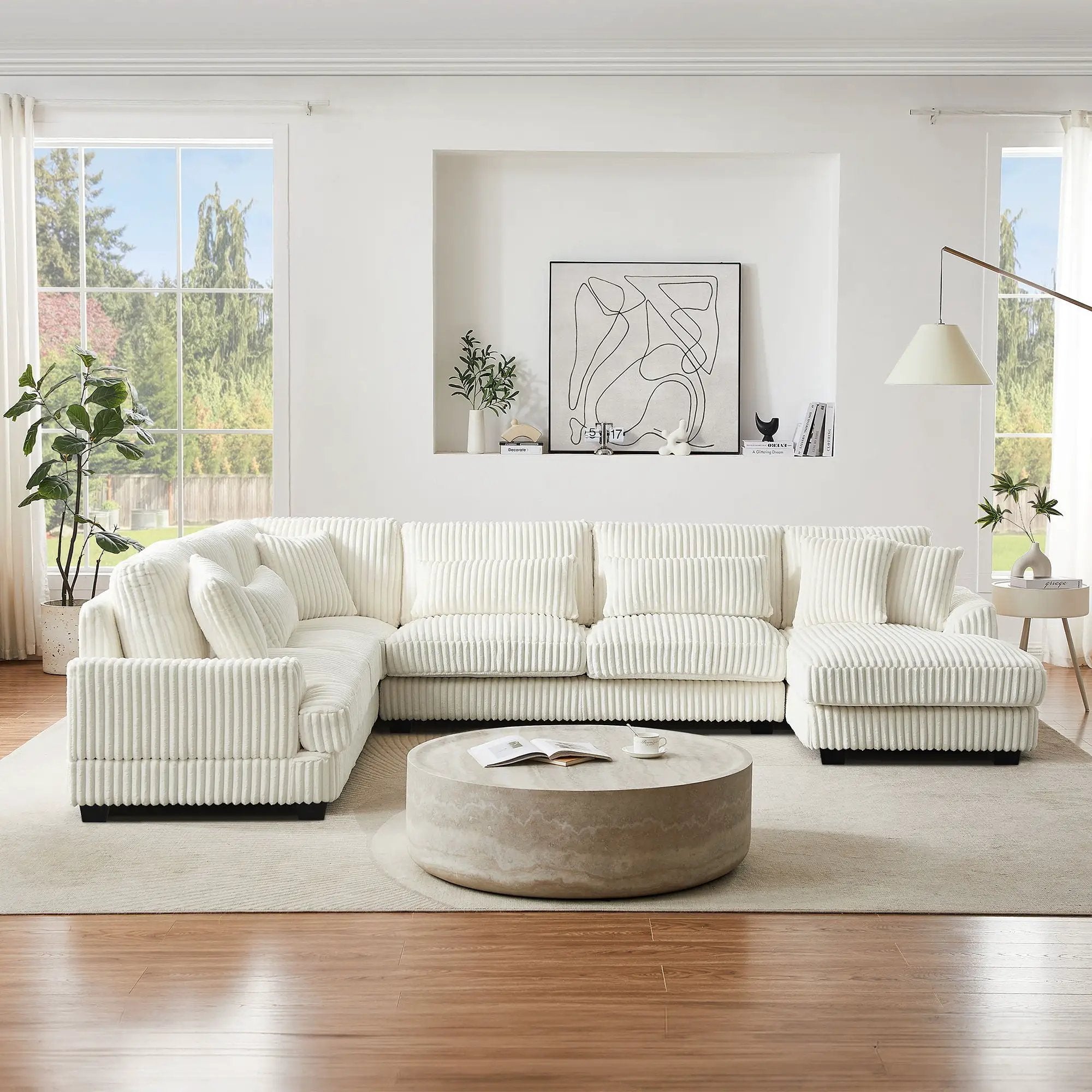 Oversized Sectional Sofa U - Shaped Sofa Couch Modern Sofa Upholstered In Soft With A Chaise Lounge For Living Room by HouseOfZazla