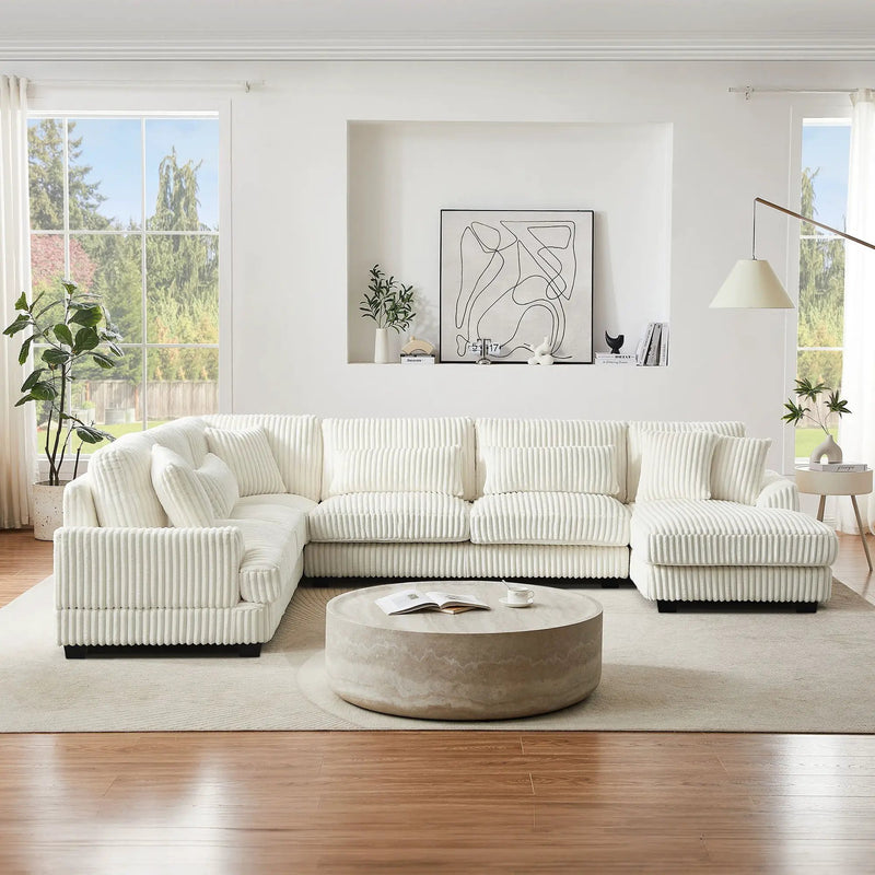 Oversized Sectional Sofa U - Shaped Sofa Couch Modern Sofa Upholstered In Soft With A Chaise Lounge For Living Room by HouseOfZazla