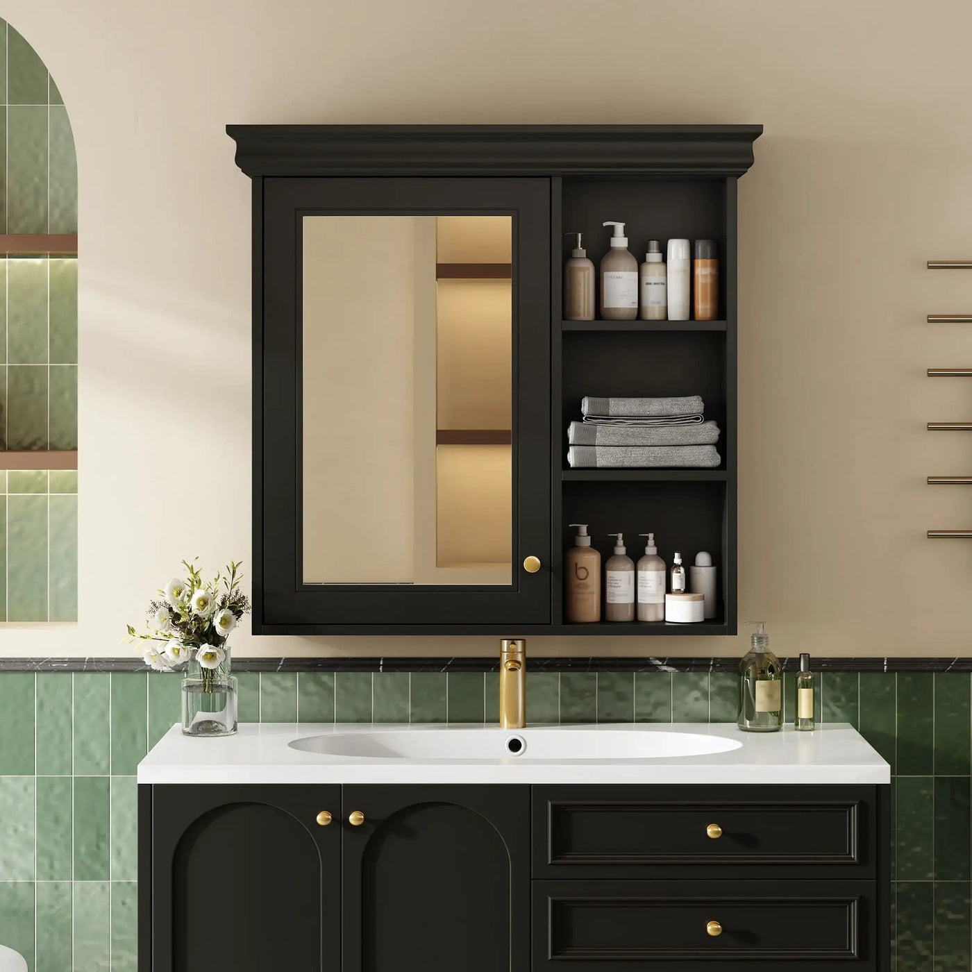 Wall Mounted Bathroom Medicine Cabinet With Mirror And Adjustable Storage With Soft Close Hinges by Unique Piece Furniture