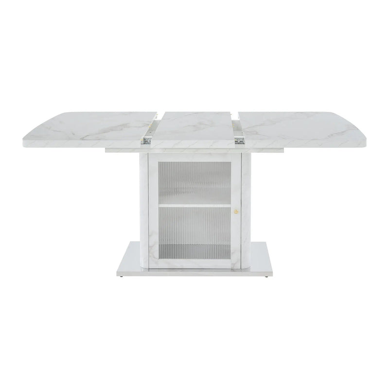 Modern Rectangle Dining Table With Stretchable Top, Storage Cabinet by Unique Piece Furniture