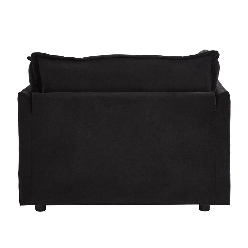 Modern Cozy Upholstered Armchair Sofa With Movable Ottoman