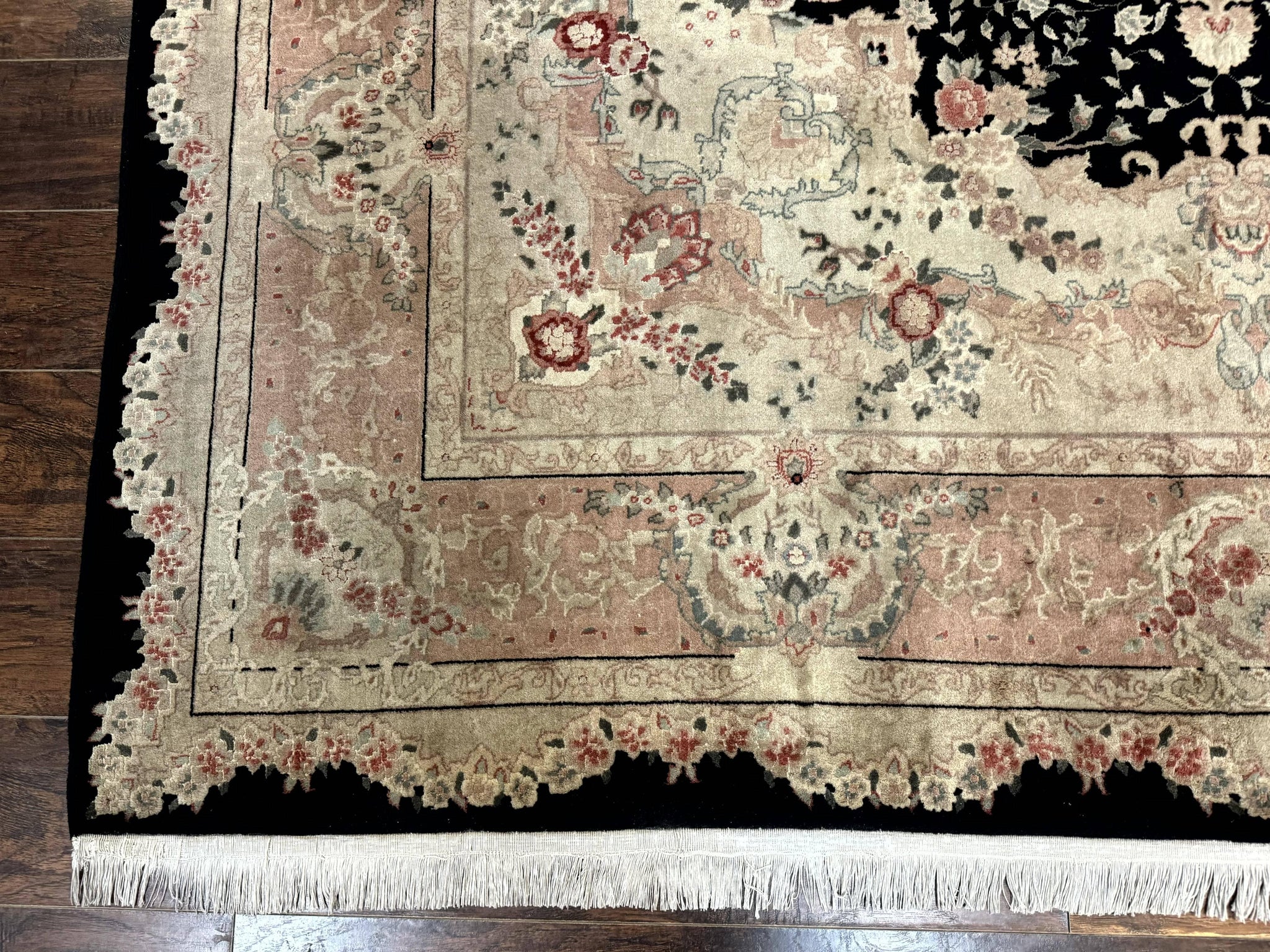 Pak Persian Tabriz Rug 8.6 x 11.6, Black Pink, Traditional Elegant Formal Oriental Carpet, Dining Room Rug, Fine 225 KPSI by Jewel Rugs