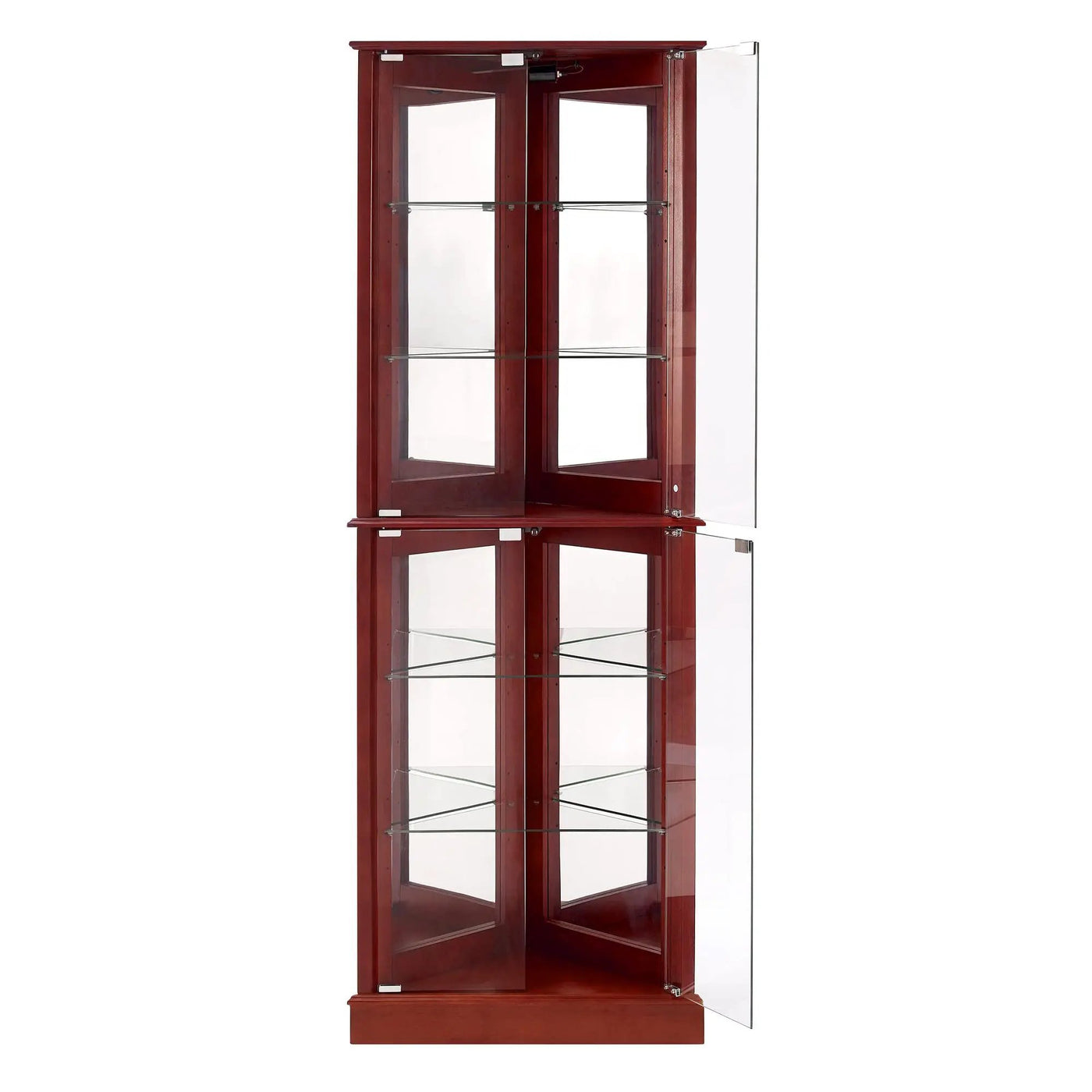Corner Curio Dispaly Cabinet With Lights, Adjustable Tempered Glass Shelves, Mirrored Back (E26 Light Bulb Not Included) by HouseOfZazla