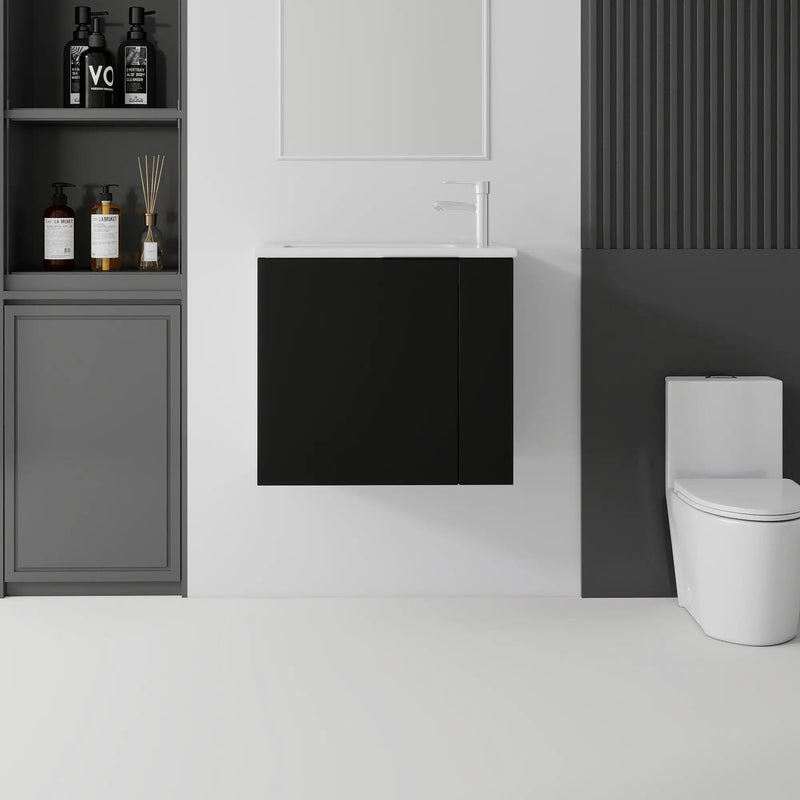 22 Inch Floating Bathroom Vanity with Sink, Soft-Close Door, Ceramic Sink, Plywood by HouseOfZazla