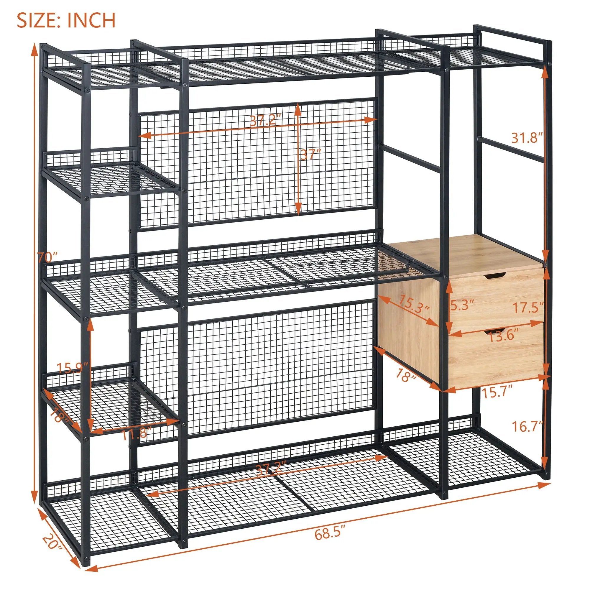 Open Style Wardrobe With Hanging Rails, Shelves And Drawers by HouseOfZazla