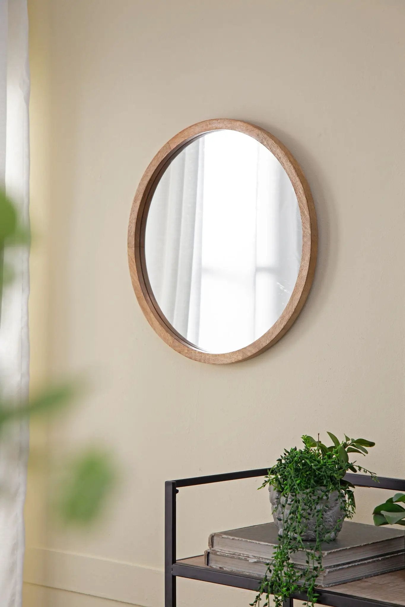 Circle Wall Mirror With Wooden Frame, Wall Mirror For Living Room by Unique Piece Furniture