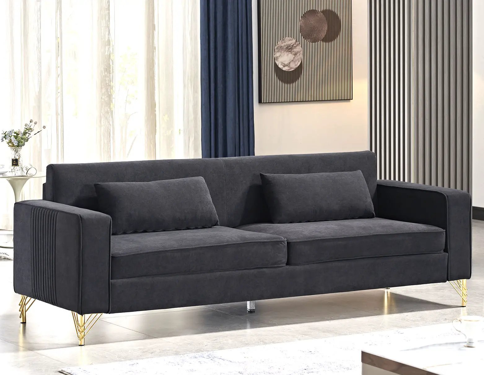 Aesthetic 3 Seater Couch With Classic Modern Appeal And Luxurious Soft Comfort by HouseOfZazla