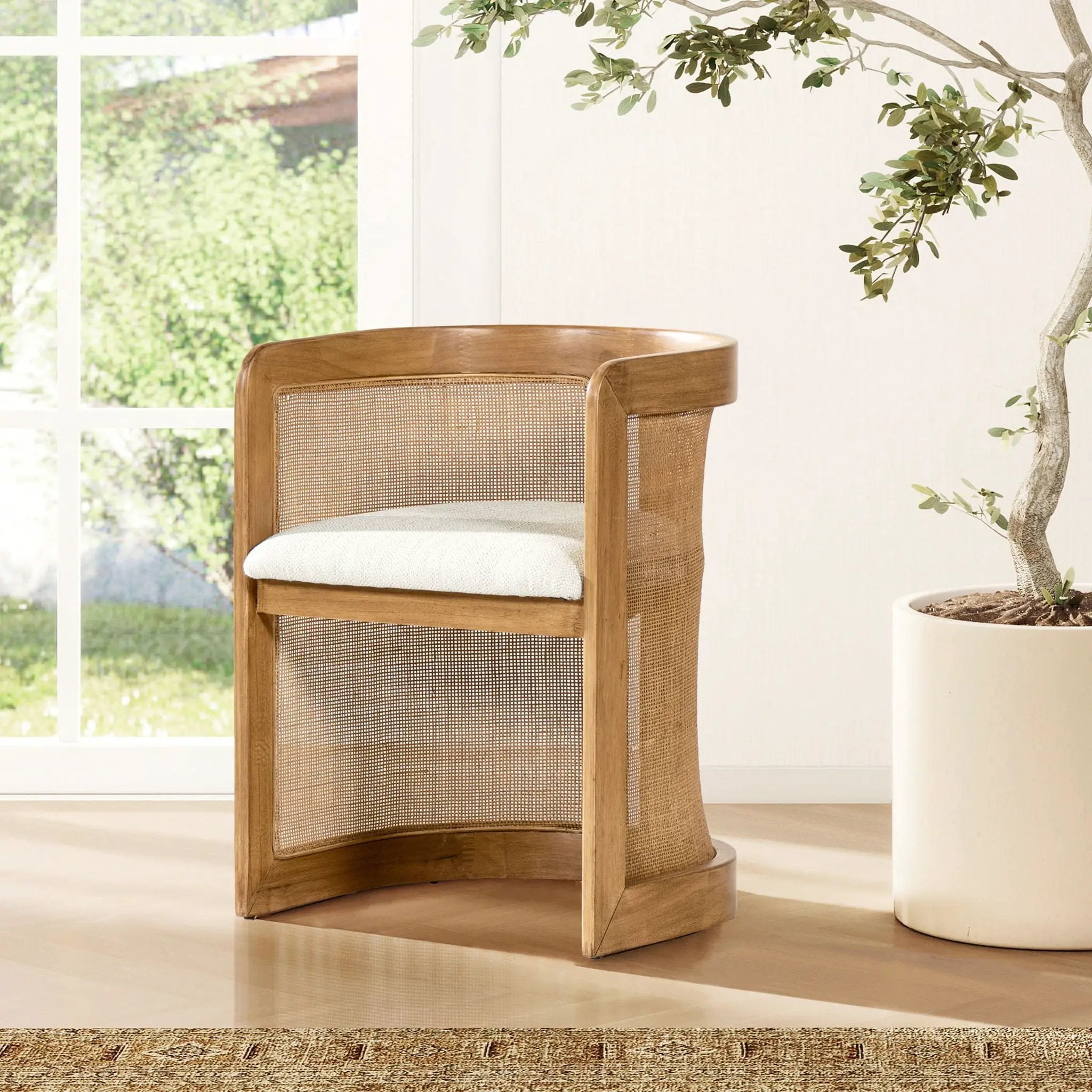 Lilith - Curved Upholstered Dining Chair, Stain Resistant High - White Pepper by Unique Piece Furniture