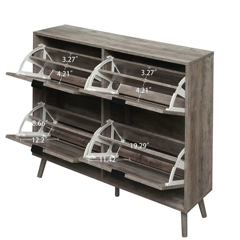 4 Door Shoe Rack, Freestanding Modern Shoe Storage Cabinet by Unique Piece Furniture