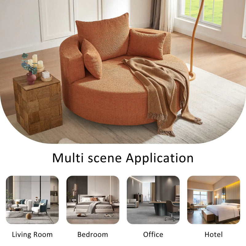 360° Swivel Accent Barrel Chair With 3 Removable Pillows For Living Room by HouseOfZazla