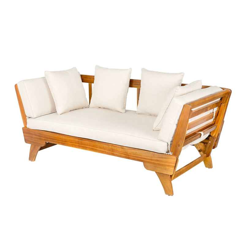 Outdoor Patio Daybed Sofa, 3 Seat Sofa With Foldable Arm 4 Back Pillows by HouseOfZazla