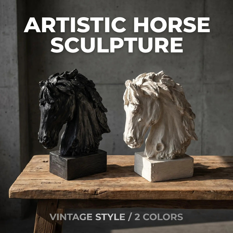 Black Rustic Horse Head Sculpture with Base by HouseOfZazla