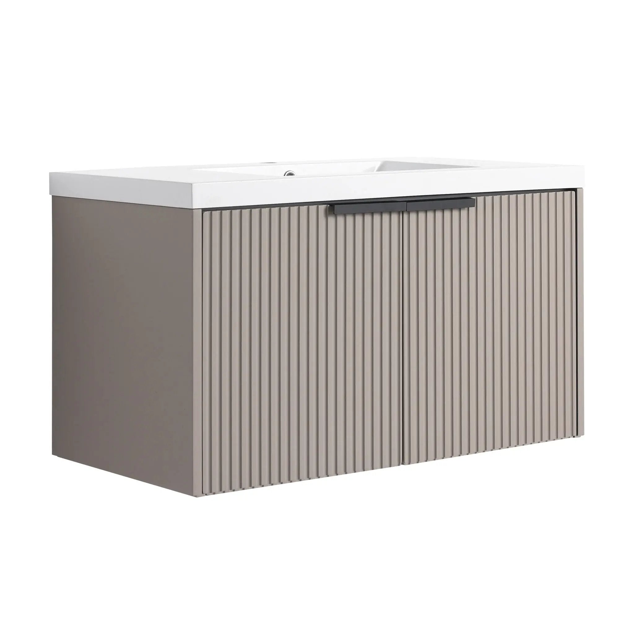 Contemporary Wall Mounted Bathroom Vanity With Resin Double Sink by HouseOfZazla