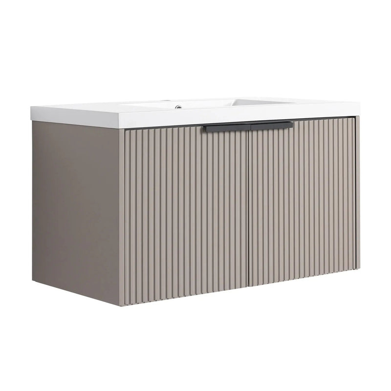 Contemporary Wall Mounted Bathroom Vanity With Resin Double Sink by HouseOfZazla