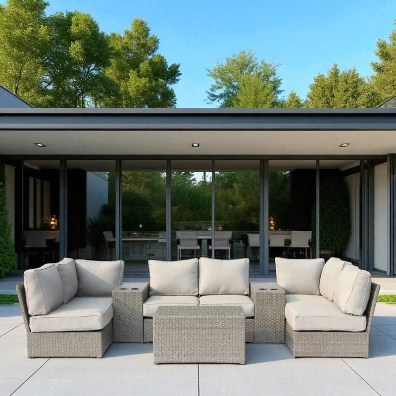 Comfortable Modern Patio Rattan Sectional Set With Cushions by HouseOfZazla